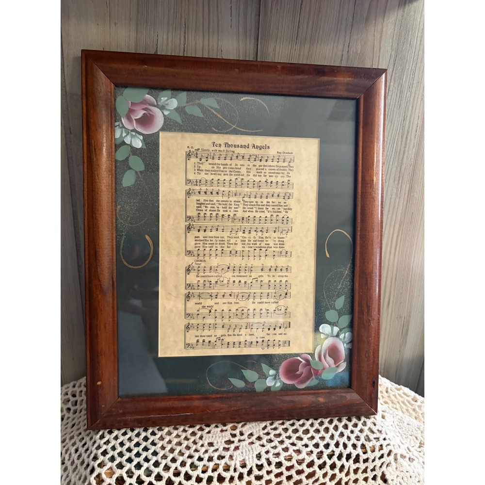 Ten Thousand Angels Ray Overholt Framed Sheet Music Vintage Hymn Wall Art 8x10